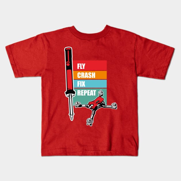 fly crash fix repeat Kids T-Shirt by BAJAJU